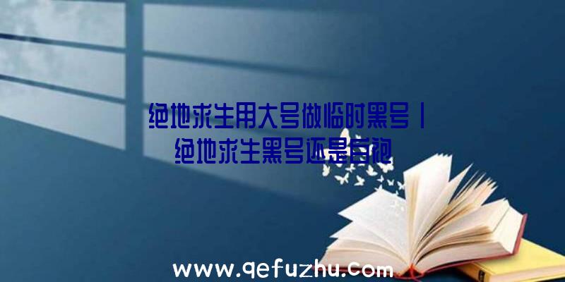 「绝地求生用大号做临时黑号」|绝地求生黑号还是白袍